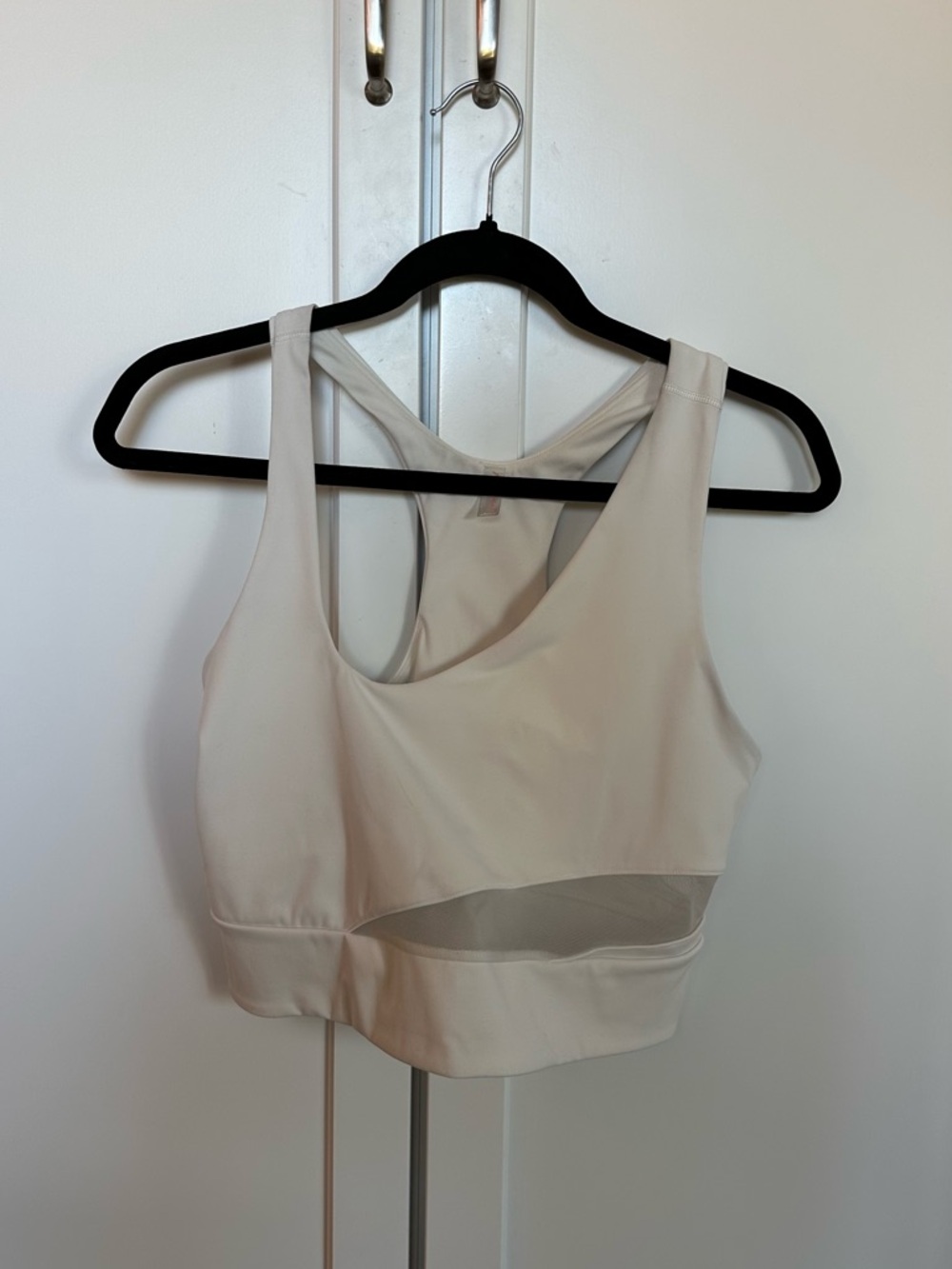 Free People White Asymmetrical Mesh Crop Sports Tank